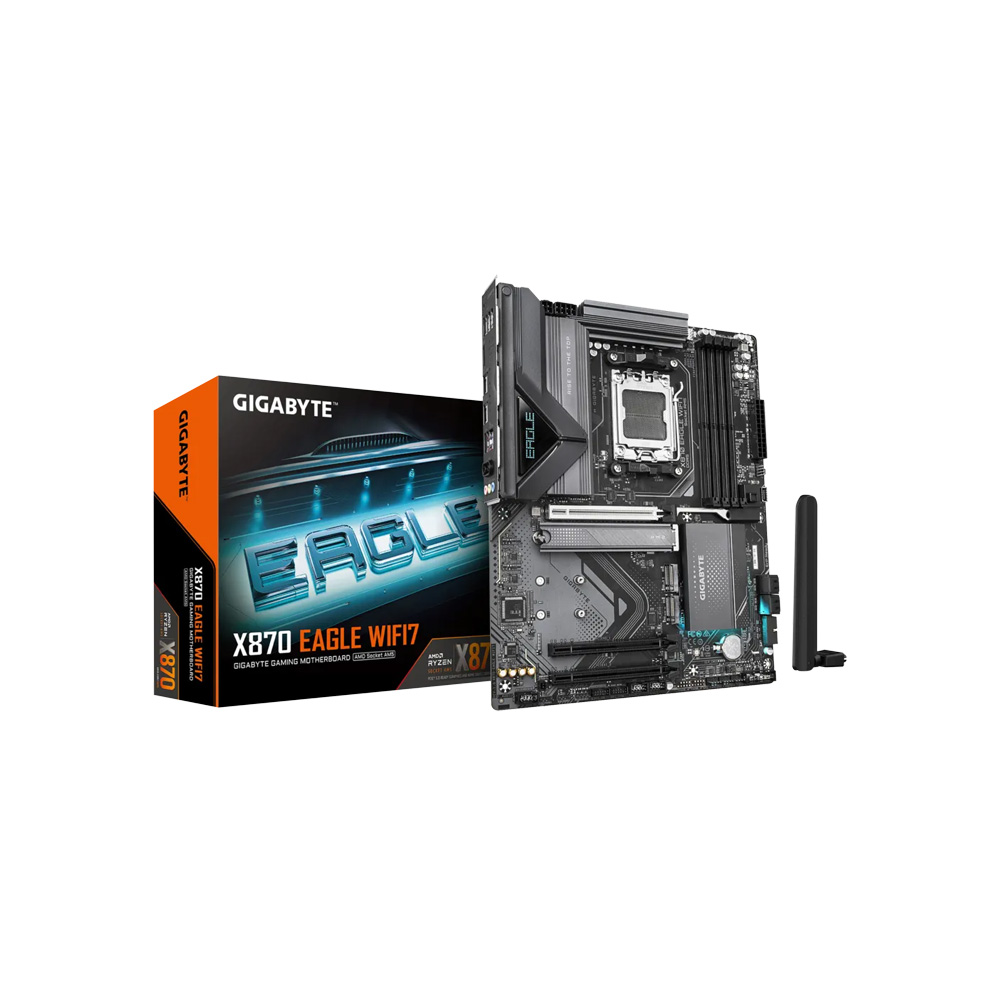 MAINBOARD/GIGABYTE X870 EAGLE WIFI7 AM5 RYZEN 9000/8000/7000 SERIES 4 SLOTS DDR5 ATX