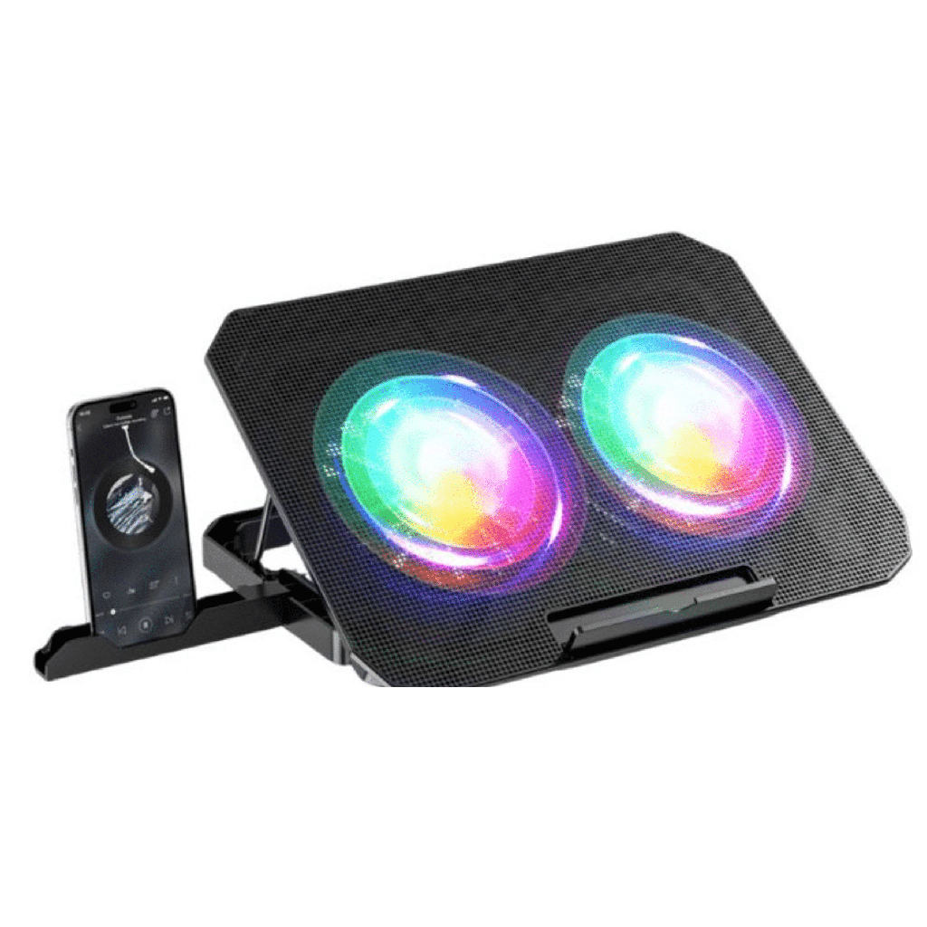 COOLER SPEEDMIND COOLING PAD NEGRO RGB CON HUB Y CELL PHONE STAND