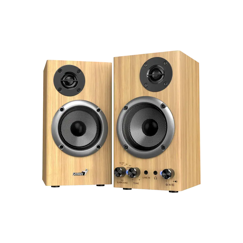 PARLANTE GENIUS / COLOR MADERA / BT 5.3 / RMS 20W / SONIDO ENVOLVENTE 3D