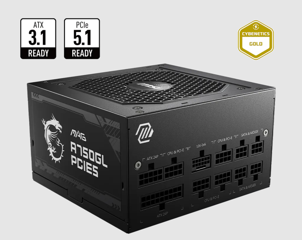 FUENTE DE PODER MSI MAG A750GL ATX 3.1 / PCIE5.1 / 80 PLUS GOLD / FULL MODULAR