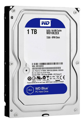 Disco Duro Western Digital Interno 1TB 7200RPM 3.5Inc .Cache 64MB-PC Blue