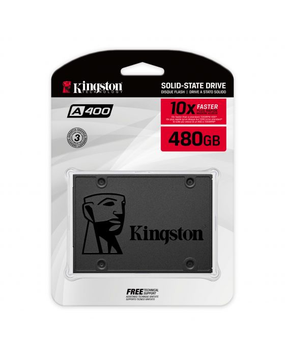 DISCO SSD KINGSTON 2.5 SATA A400 480GB TLC NAND STANDALONE DRIVE READ 500MB/S AND WRITE 450MB/S